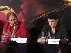 INTERVIEW: Michael Morpurgo on speaking to war survivors when he wrote the story at War Horse Press conference Part 2 at Claridges Hotel on January 9, 2012 in London, England.  Stock Footage