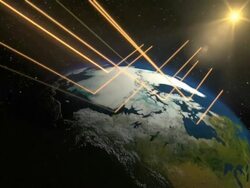 This is a conceptual animation showing how polar ice reflects light from the sun. Stock Footage