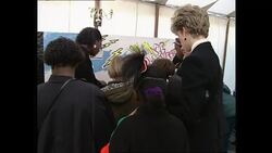 Princess Diana attends an art exhibition in Southwark News Clip