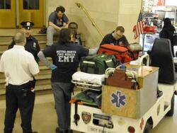 Grand Central Terminal GCT Fire-EMS assisting a pe Stock Footage