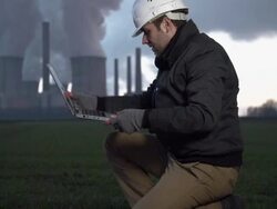 Inspector with Laptop Stock Footage