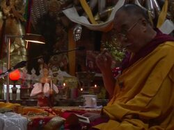 MS Dalai Lama reading note cards  AUDIO / Dharamsala, Himachal Pradesh, India Stock Footage