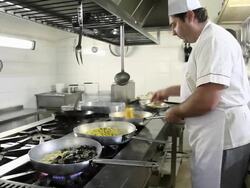 Chef cooks assorted varieties of pasta (200% speed) Stock Footage