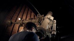 Student in observatory Stock Footage