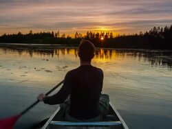 Canoeing at Sunrise Stock Footage