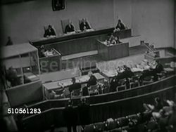 1960: ISRAELI COURT: VS Captured German Nazi Otto Adolf Eichmann (1906-1962) finally standing trial for Crimes Against Humanity & War Crimes. Hiding, Argentina, South America, changed identity, Nazi hunters, found, retrieved, kidnapped. Instructional Video