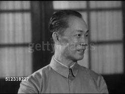 1953: REPUBLIC OF CHINA CABINET: HA WS Presidential Building. WS Cabinet members at conference table, Prime Minister Chen Cheng (1897-1965) smiling, talking (No SOT), Defense Minister General Chou Chih-jou, Foreign Minister Dr. George K.C. Yeh. Instructional Video
