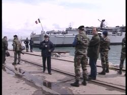 ALBANIA: DURRES: ARRIVAL OF FRENCH MILITARY SHIP ORANGE News Clip