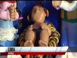 A different kind of nativity scene is on display in Peru.  The traditional altar, which is on display at a hotel in the capital city, is made entirely of chocolate. News Clip