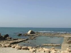 Ruins of Roman Palace by the Sea Stock Footage