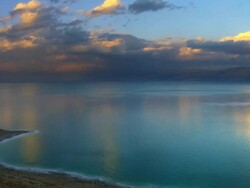 WS T/L View of clouds moving above dead sea region / Ein Gedi , Judean Desert , israel Stock Footage