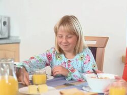 Having Breakfast Stock Footage