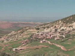 WS ZO View of small village / near Marrakech, Marrakech, Morocco Stock Footage