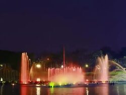 Fountain in twilight time lapse Stock Footage
