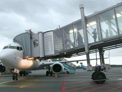 MS Airplanes at airport / Airport Luxembourg-Findel, Luxembourg Stock Footage