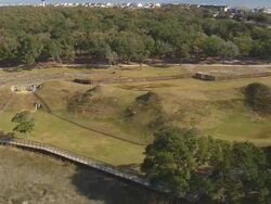 MS AERIAL Shot of Fort Fisher area / North Carolina, United States Stock Footage