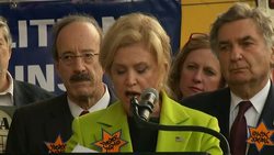 Politicians including former New York City Mayor Rudolph Giuliani, Rep. Carolyn Maloney and former New York Governor David Paterson joined a crowd of demonstrators outside the Met to protest an opera they say glorifies Palestinian terrorists. (Oct. 20) News Clip