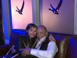 Quincy Jones and Rashida Jones at Grey Goose Blue Door on January 20, 2012 in Park City, Utah. Stock Footage