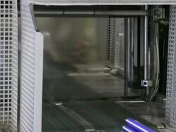 CU Magazines passing on conveyor belt in gravure printing office / Itzehoe, Schleswig-Holstein, Germany  Stock Footage