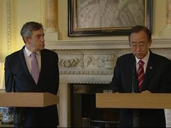 Prime Minister Brown meets UN Sec Gen Ban Ki-Moon News Clip