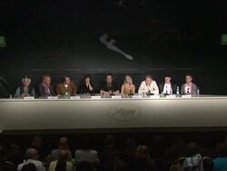 Udo Kier, John Hurt, Charlotte Gainsbourg, Lars Von Trier, Kirsten Dunst, Stellan Skaarsgaard, Jesper Christensen and Brady Corbet at the Melancholia Press Conference: 64th Cannes Film Festival at Cannes . (Footage by WireImage Video/GettyImages) Stock Footage