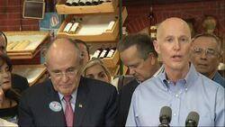Gov. Rick Scott started a bus tour as election officials reported strong mail balloting in advance of the Nov. 4 election. Former New York Mayor Rudy Giuliani joined Scott on the campaign bus. (Oct. 22) News Clip