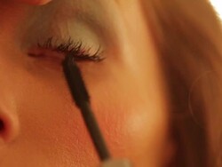 Make-up artist at work Stock Footage