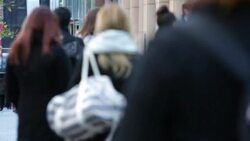 Winter Shopping and Commuter Crowds in Sydney Stock Footage