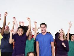 Group of People Cheering and Smiling with Enthusiasm Stock Footage