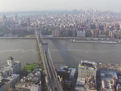 WS AERIAL View of city with brooklyn bridge / New York, United States Stock Footage