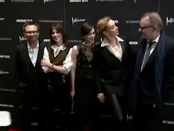 Christian Slater, Charlotte Gainsbourg, Stacy Martin, Uma Thurman and Stellan Skarsgard at Uma Thurman at "Nymphomaniac: Volume I" New York Screening - Arrivals Stock Footage