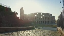 Panning video  of the Coliseum of Rome Stock Footage