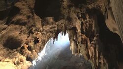 Sun rays in Jompol Cave ,Thailand Stock Footage