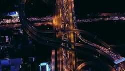 Aerial above view of Highway traffic cars Stock Footage
