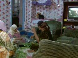 MS Shot of interior of family life in small apartment / Cairo, Egypt Stock Footage