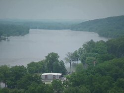 MS View of Mississippi river Rural / St Louis, Missouri, United States  Stock Footage