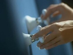 Woman taking shower in bathroom Stock Footage