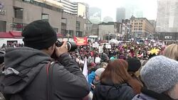 CLEAN : Thousands turn out for Montreal anti-Trump march News Clip