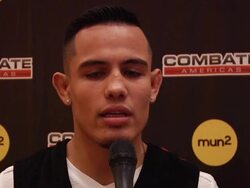 INTERVIEW - (Spanish) Danny Morales Jr. on his experience with Royce Grace and Daddy Yankee at mun2 And Campbell McLaren Host Media Luncheon Introducing New MMA Reality Series "Combate Americas" Stock Footage