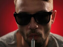 Electronic Cigarette Smoking. E-Cigarette Stock Footage