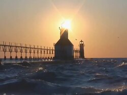 Sun Setting Behind Lighthouse Part 2 Stock Footage