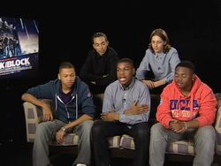 INTERVIEW: John, Leeon, Simon, Franz and Alex on their reactions in the premiere and seeing their mum's reactions at the Attack the Block Interviews at London England. (Footage by WireImage Video/GettyImages) Stock Footage