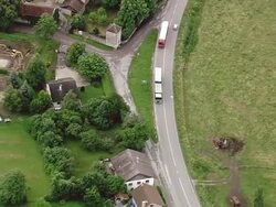 MS AERIAL TS Shot of E21 Motorway near Geneva (A40) / Rhone Alpes, France Stock Footage
