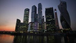 Russia, Moscow, skyscrappers of the Modern Moscow-City International  business and finance development Stock Footage