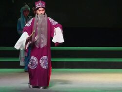MS TS Artist performing Qinqiang opera in theater and Qinqiang is representative folk opera of northwest china  AUDIO  / xi'an, shaanxi, china Stock Footage