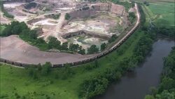 Flight Into Quartzite Quarry  - Aerial View - South Dakota, Minnehaha County, United States Stock Footage