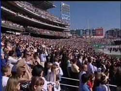 Tens of thousands of worshippers filled Nationals Park in Washington on a clear spring day to be on hand for a historical visit by Pope Benedict XVI News Clip