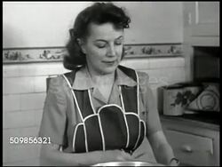 Woman in kitchen Instructional Video