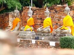 Pan Dolly Shot: Row of Buddhas Stock Footage