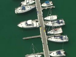 WS AERIAL ZI View of Cascais coast until marina / Lisbon, Portugal Stock Footage